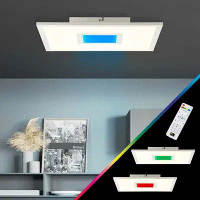 Produktbild von LED Panel CCT RGB dimmbar 25W 2480 lm 2700-6500 K warmweiß - tageslichtweiß HxBxT 50x395x395 mm mit Fernbedienung Odella weiß