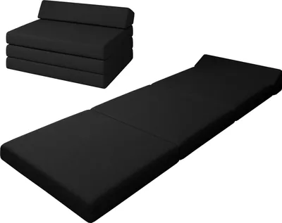 Produktbild von sunnypillow Premium Klappmatratze mit Kopfteil  80 x 220 x 10cm Schwarz 4-teilige Faltmatratze mit abnehmbarem Bezug  Schaumstoff extra dick 10cm Matratze klappbar Gästematratze Reisematratze
