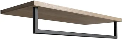Produktbild von SKA Handtuchregal mit Reling, 600x250mm, Eiche/Schwarz matt – Handtuchhalter mit Ablage