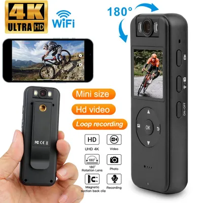 Produktbild von 4K Ultra HD Mini-Kamera, kabellos, WLAN, VCR, Outdoor-Sport, DV, IR-Nachtsicht, Kamera für Strafverfolgung, Mikro-Recorder für Strafverfolgung