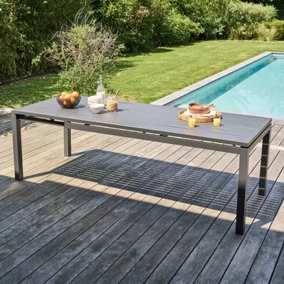 Immagine prodotto di Tavolo da giardino estensibile in alluminio grigio - Oviala Galilée