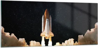 Produktbild von Bilder auf glas - Einteilig - Abheben Rakete Kosmos - 120x50cm - Glasbilder - Wandbilder - Bilder - zum Aufhängen bereit - Wanddekoration aus Glas - Glas Bilder - Wandbild auf Glas - GAB120x50-4531
