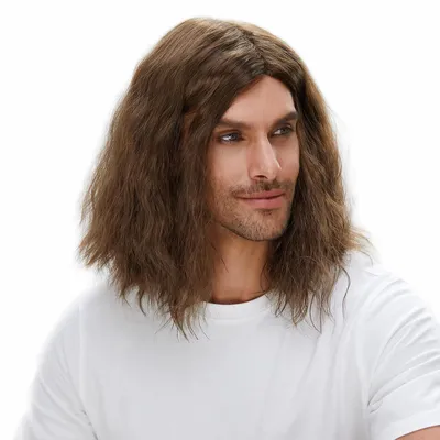Produktbild von STfantasy Männer Braun Perücke gewellt Mittellang Synthetisches Haar Lockig Männer Perücken für Mann Männlich Hippie 60er 70er Jahre Them Party Cosplay Kostüm Anime Schulterlänge Männer Perücke