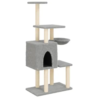 Immagine prodotto di Albero per Gatti con Tiragraffi in Sisal Grigio Chiaro 131 cm