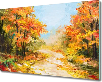 Produktbild von Coloray Küchenbrett Kochplattenabdeckung Hackbrett Schneidebrett Herdabdeckplatte 80x52 cm - Herbstwaldpfad