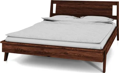 Produktbild von Bett Jetro Wildeiche massiv choco 90x200 mit Holzkopfteil und Holzbeinen