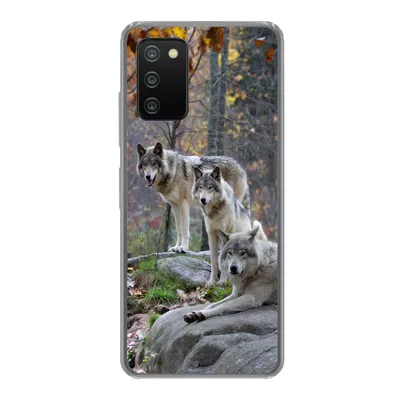 Produktbild von MuchoWow® Handyhülle Schutzhülle Hülle für Samsung Galaxy A03s Wölfe - Fels - Wald Silikon Softcase Handy Hülle - Schutz