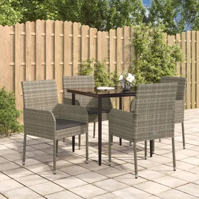 Image de Meubles de jardin pratiques Balcon Ensemble de 5 pièces Salon de jardin avec coussins Noir et Gris Poly Rattan - Meubles de jardin ,meubles design 8840030 2parcel