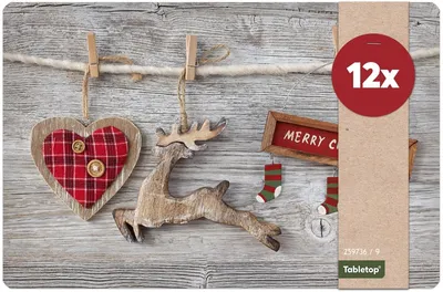 Produktbild von Abwaschbare Tischsets 12er Set Weihnachten Merry Christmas