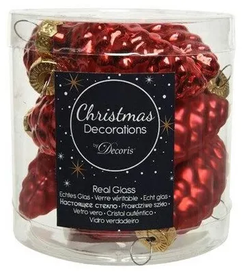 Produktbild von Christbaumschmuck Zapfen Glas Ø 2,5 cm Länge 6 cm 12 Stück rot