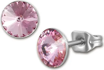 Produktbild von Amello Edelstahl Ohrstecker Damen Zirkonia Ohrringe silber rosa rund ESOS11A