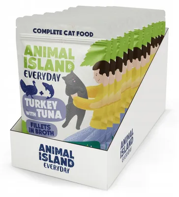 Image de Île des Animaux Dinde avec filet de thon dans le bouillon - nourriture humide pour chats - 12x85 g