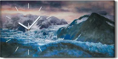 Produktbild von Dekor Leinwand Uhr Wandbilder Geräuschlos 60x30 Malerei Berge Schnee Kunst - weiße Hände