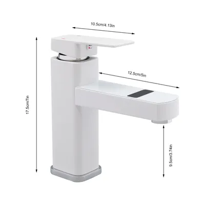 Zdjęcie produktu dla Cyfrowa bateria umywalkowa Bateria kuchenna Bateria zlewozmywakowa LED jednouchwytowa G1/2"