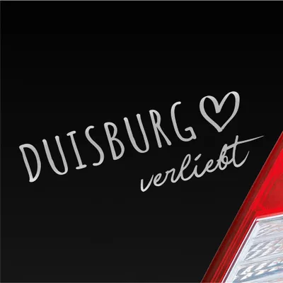Produktbild von Auto Aufkleber Duisburg verliebt Herz Stadt Heimat Liebe Car 19x6 cm Silber Sticker Heckscheibenaufkleber