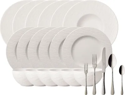Produktbild von Villeroy & Boch Manufacture Rock blanc Set 18tlg + Besteck Leandra