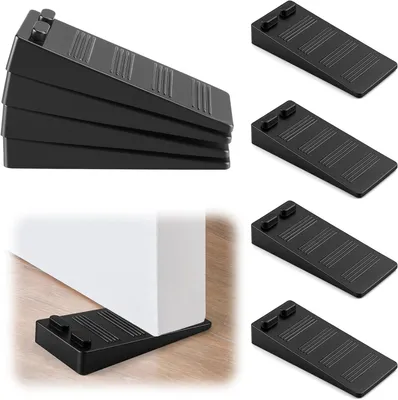 Imagen del producto de Topes para puertas de goma, paquete de 8 unidades, con altura ajustable, para suelos duros