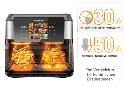 Obrázok produktu pre Fritovací hrniec bez oleja, dvojitý kôš, 12 programov, konvekčný fritovací hrniec