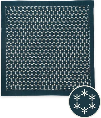 Immagine prodotto di Confezione da ricamo Olympus Hitomezashi Sashiko "Hana Fukin Kaku-Kikkou-Tsunagi", tessuto stampato, 33x33cm, originale dal Giappone
