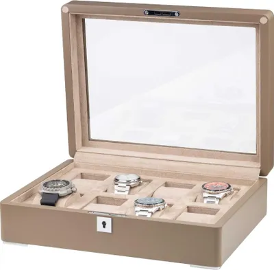 Produktbild von Rothenschild RS-3420-8-TA-TAN Uhrenbox braun [8] mit beigem Samt