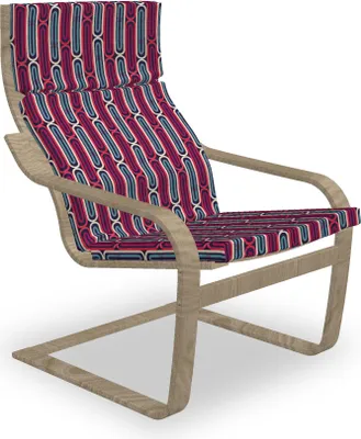 Produktbild von ABAKUHAUS Abstrakt Poäng Sessel Polster, Bunte Retrostil, Sitzkissen mit Stuhlkissen mit Hakenschlaufe und Reißverschluss, Mehrfarbig