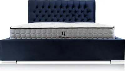 Produktbild von Bett Blau Modern Design Stoff Polster Schlafzimmer Doppelbett Holz Elegantes Neu