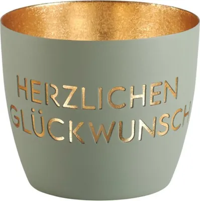 Produktbild von Gift Company Windlicht Madras Herzlichen Glückwunsch Flannel Gold