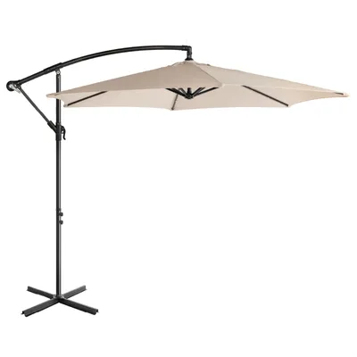 Produktbild von FCH Sonnenschirm Gartenschirm Ø300cm Balkonschirm Terrassenschirm Marktschirm Ampelschirm mit Ständer und Kurbel für Garten, UV-Schutz,Khaki