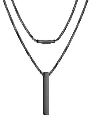 Zdjęcie produktu dla Solidchoice - Zawieszka do łańcucha męskiego, stal nierdzewna, 45 cm, czarna