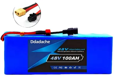 Imagen del producto de Batería de iones de litio, capacidad de 100 Ah, compatible con vehículos eléctricos, conector XT60 SM