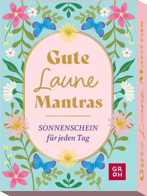 Produktbild von Kartenset Gute-Laune-Mantras, für mehr Lebensfreude im Alltag, 50 Impulskarten, 7,5 x 10,5 cm, mit Zitaten und Anregungen in Kartenbox