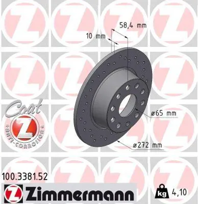 Produktbild von ZIMMERMANN Bremsscheibe 100.3381.52