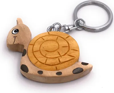Produktbild von Onwomania Schlüsselanhänger aus Holz Schnecke gelbes Haus Kriechtier Weichtier Tier Anhänger Charm