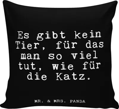 Produktbild von Mr. & Mrs. Panda Deko Kissen Es gibt kein Tier,... - Schwarz - Geschenk, Kuschelkissen, Tier, Dekokissen, 40x40, Herrchen, Lustige Sprüche, witzig, zier, Kater, Spruch