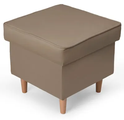 Produktbild von MG Design Samt Sitzhocker in Beige 45 x 45 cm - Gepolsterter Polsterhocker mit Holzbeinen für Wohnzimmer, Schlafzimmer oder Flur