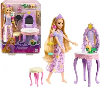 Produktbild von Disney Princess -Spielzeug, Rapunzel-Puppe, Schminktisch und Accessoires, Modepuppe, Weiblich, 3 Jahr(e), Mädchen, 300 mm, 400 g