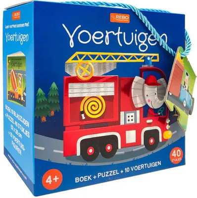 Immagine prodotto di Libro, puzzle e 10 figure: veicoli