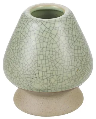 Produktbild von Keramik Chasen Ständer - Matcha Besen Halter für Teezeremonie - 66 mm Höhe - Grau & Muster Grün