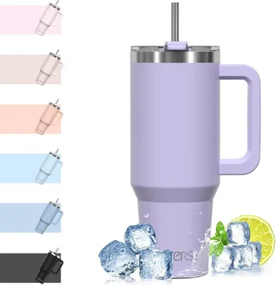 Produktbild von Isolierter Kaffeebecher to Go Doppelwandiger Edelstahl Vakuum Thermobecher Lila 40oz