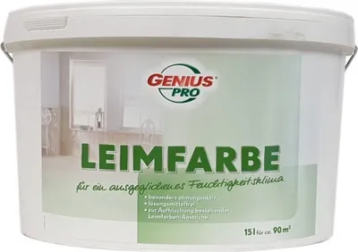 Produktbild von Genius Pro Leimfarbe Wandfarbe 15 Liter Weiß Matt