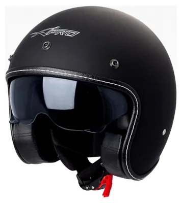 Produktbild von Jethelm für Motorräder im Cafe Racer Stil ECE 22-05 mit Sonnenblende in Matt Schwarz Größe L