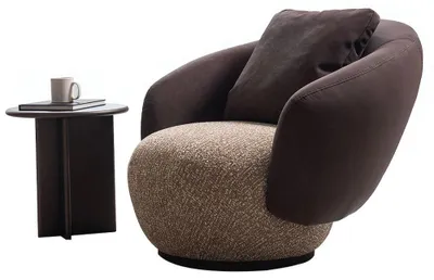 Obrázok produktu pre Hnedo-béžové relaxačné kreslo Dizajnový drevený rám Elegantné čalúnené kreslo