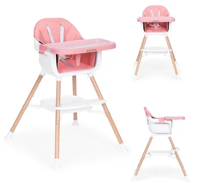 Obrázok produktu pre Detská jedálenská stolička 2v1 ružová ECOTOYS