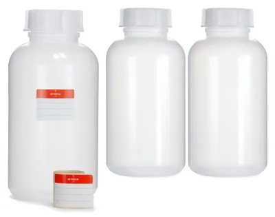 Produktbild von 3x 2000 ml Weithalsflasche mit Deckel, naturfarben, rund, G 65