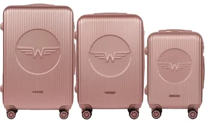 Image de Valises de voyage, lot de 3, en ABS résistant, rose