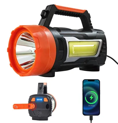 LED-Handschijnwerfer 7000 Lumen, wiederaufladbar, mit Handslinger, 6 Modi