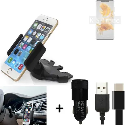 Produktbild von K-S-Trade CD Schlitz Handy-Halterung kompatibel mit Huawei Mate 50 Pro Autohalterung KFZ-Halter Radio Handy Halterung 360° drehbar CD-Schacht inkl.