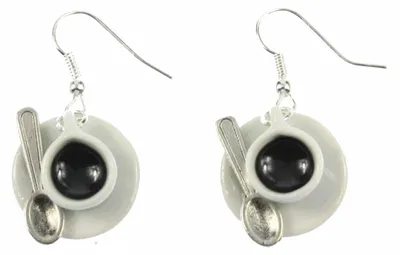 Produktbild von Tasse Kaffee mit Löffel Ohrringe Kaffeetasse Cafe Miniblings Hänger Porzellan
