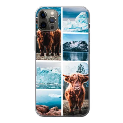 Produktbild von MuchoWow® Handyhülle Schutzhülle Hülle für iPhone 12 Pro Max Schottischer Highlander - Eiscreme - Collage Silikon Softcase Handy Hülle - Hartschale