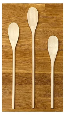 Produktbild von 3-teiliges Kochlöffel-Set aus robustem Buchenholz, verschiedene Größen 26-30-35 cm Länge, Küchenutensilien